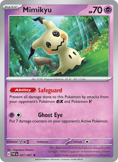 Mimikyu 037/091 Rare Paldean Fates Pokemon Holo Near Mint