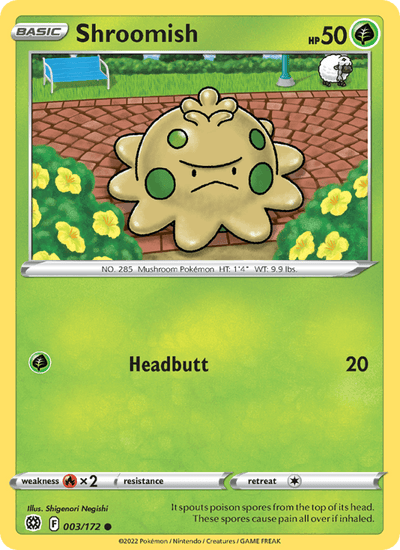 Shroomish 003/172 Common Brilliant Stars Pokemon Reverse Holo Near Mint