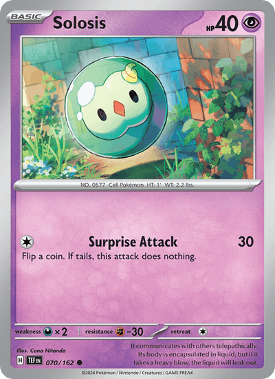 Solosis 070/162 Common Temporal Forces Pokemon Reverse Holo Near Mint