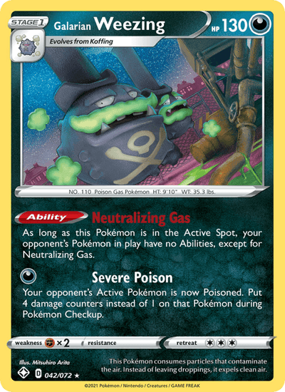 Galarian Weezing 042/072 Holo Rare Shining Fates Pokemon Reverse Holo Near Mint