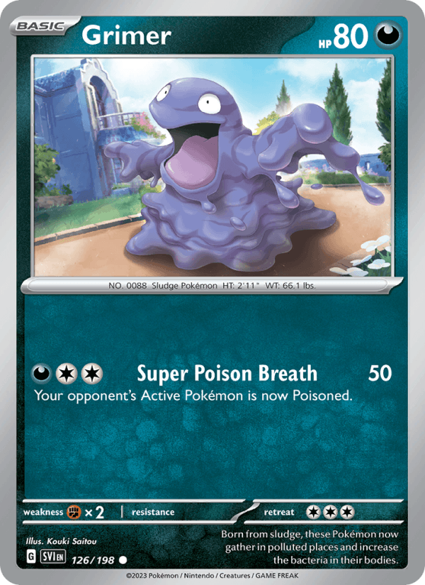Grimer 126/198 Common Scarlet & Violet Pokemon Reverse Holo Near Mint