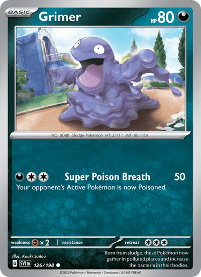 Grimer 126/198 Common Scarlet & Violet Pokemon Reverse Holo Near Mint