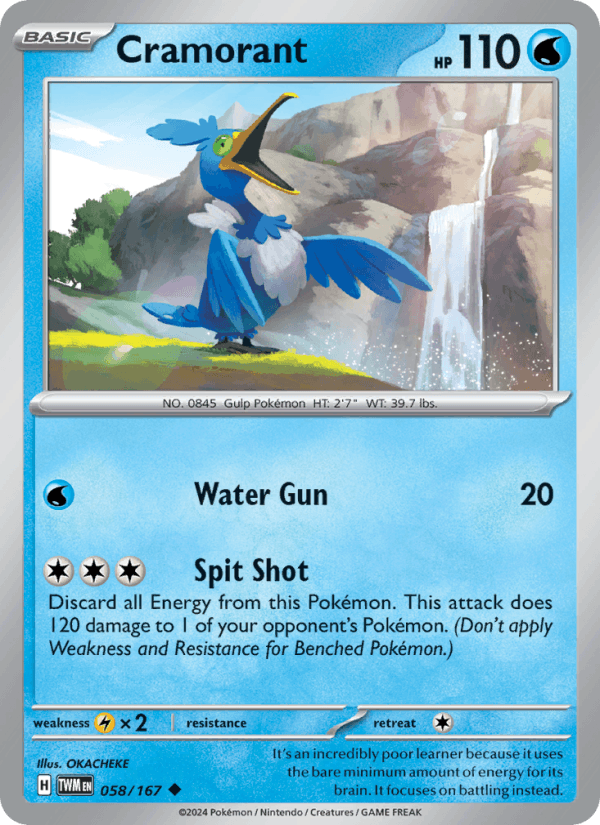 Cramorant 058/167 Uncommon Twilight Masquerade Pokemon Reverse Holo Near Mint
