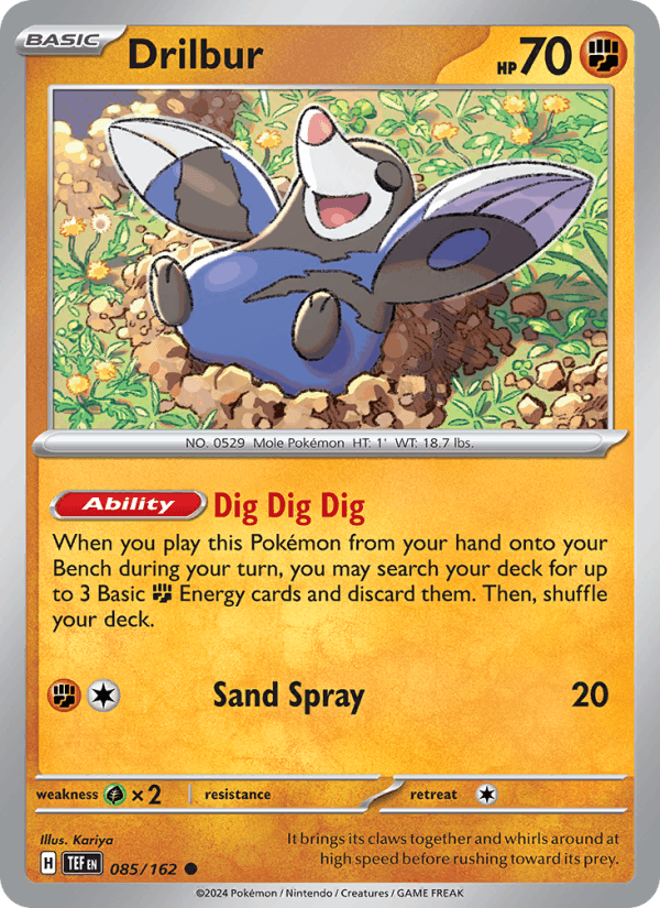 Drilbur 085/162 Common Temporal Forces Pokemon Reverse Holo Near Mint