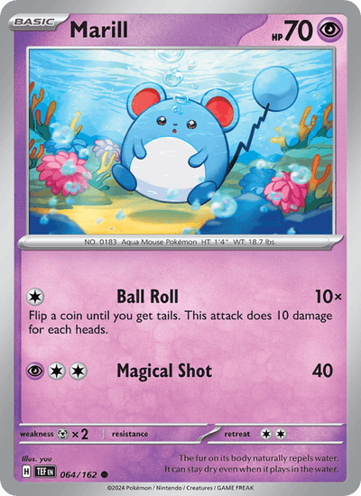 Marill 064/162 Common Temporal Forces Pokemon Near Mint