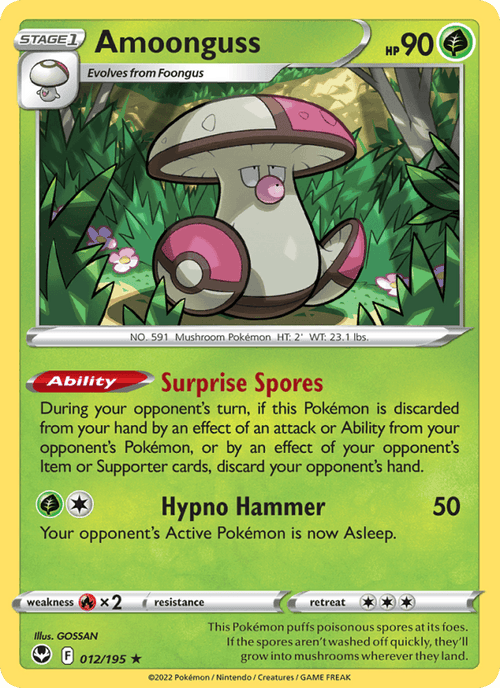 Amoonguss 012/195 Rare Silver Tempest Pokemon Near Mint