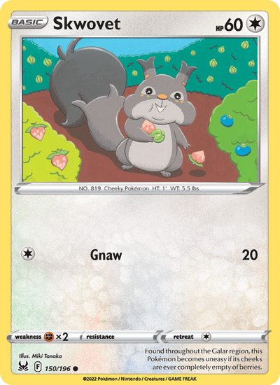 Skwovet 150/196 Common Lost Origin Pokemon Near Mint