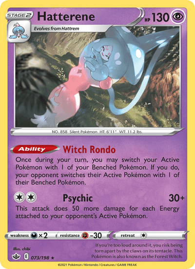 Hatterene 073/198 Holo Rare Chilling Reign Pokemon Reverse Holo Near Mint