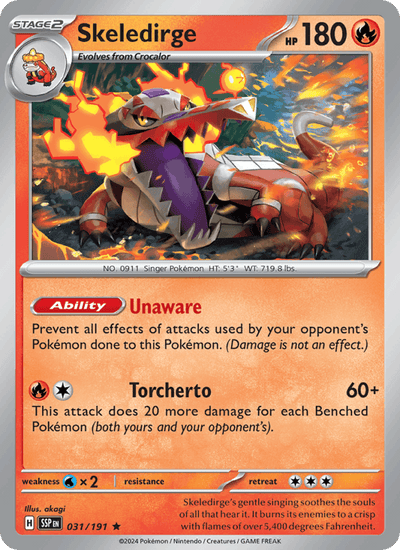 Skeledirge 031/191 Rare Surging Sparks Pokemon Holo Near Mint