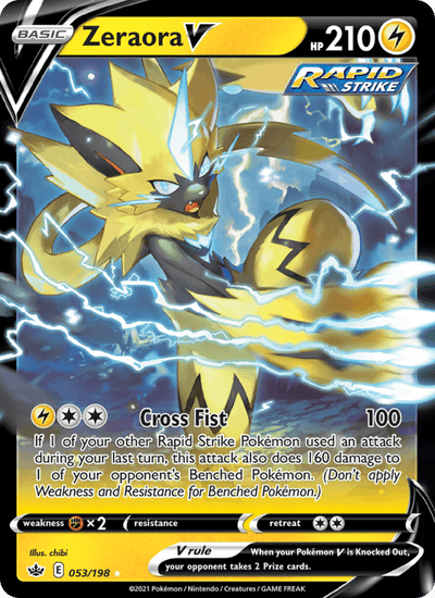 Zeraora V 053/198 Holo V Rare Chilling Reign Pokemon Near Mint