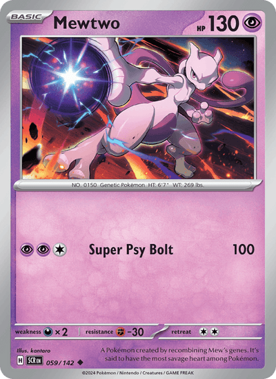 Mewtwo 59/142 Uncommon Stellar Crown Pokemon Reverse Holo Near Mint