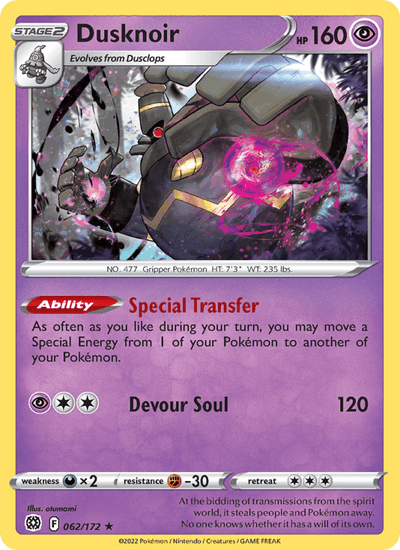 Dusknoir 062/172 Holo Rare Brilliant Stars Pokemon Near Mint