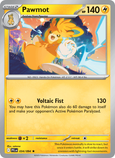 Pawmot 034/094 Rare Phantasmal Flames Pokemon Holo Near Mint
