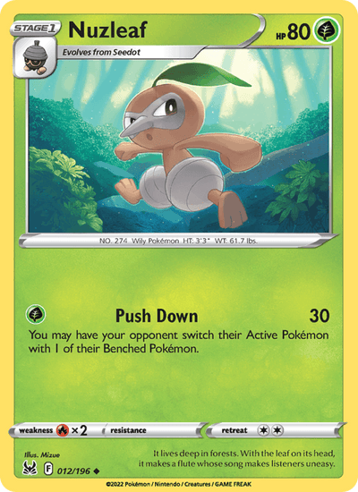 Nuzleaf 012/196 Uncommon Lost Origin Pokemon Near Mint