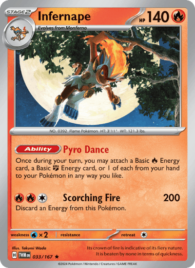 Infernape 033/167 Rare Twilight Masquerade Pokemon Holo Near Mint