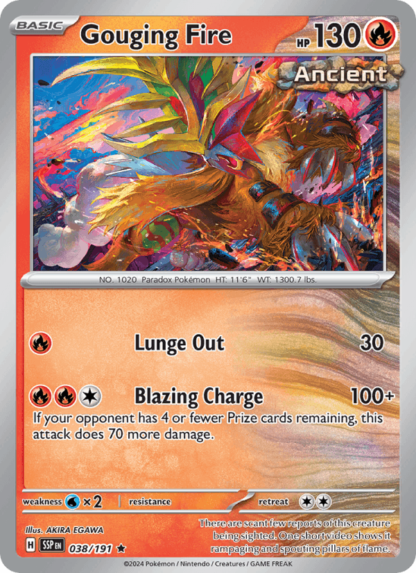 Gouging Fire 038/191 Rare Surging Sparks Pokemon Holo Near Mint