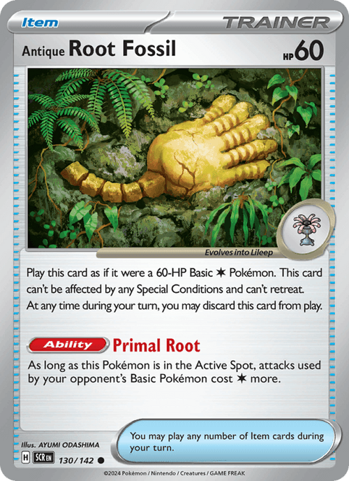 Antique Root Fossil 130/142 Common Stellar Crown Pokemon Near Mint