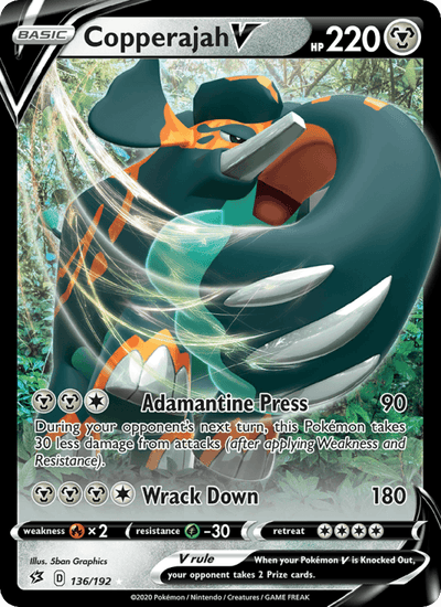 Copperajah V 136/192 Holo V Rare Rebel Clash Pokemon Near Mint