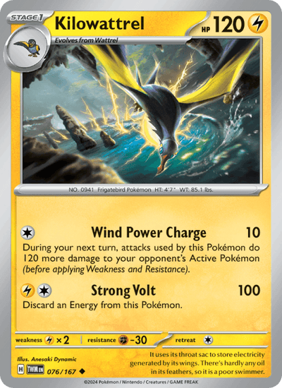 Kilowattrel 076/167 Uncommon Twilight Masquerade Pokemon Reverse Holo Near Mint