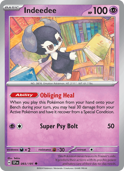 Indeedee 093/191 Uncommon Surging Sparks Pokemon Reverse Holo Near Mint