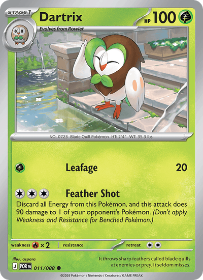 Dartrix 011/088 Common Perfect Order Pokemon Reverse Holo Near Mint