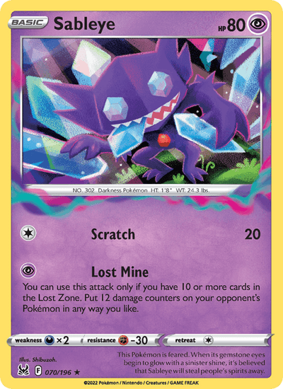 Sableye 070/196 Holo Rare Lost Origin Pokemon Near Mint