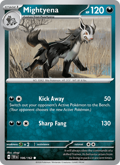 Mightyena 106/162 Common Temporal Forces Pokemon Near Mint
