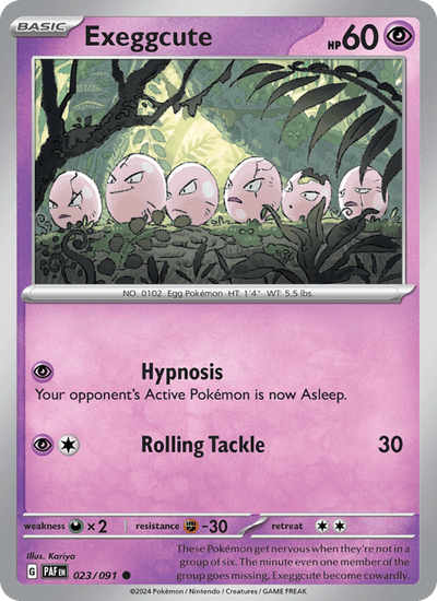 Exeggcute 023/091 Common Paldean Fates Pokemon Reverse Holo Near Mint