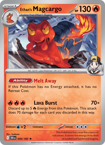 Ethan's Magcargo 036/182 Rare Destined Rivals Pokemon Near Mint