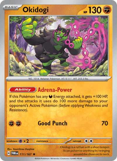 Okidogi 111/167 Rare Twilight Masquerade Pokemon Holo Near Mint