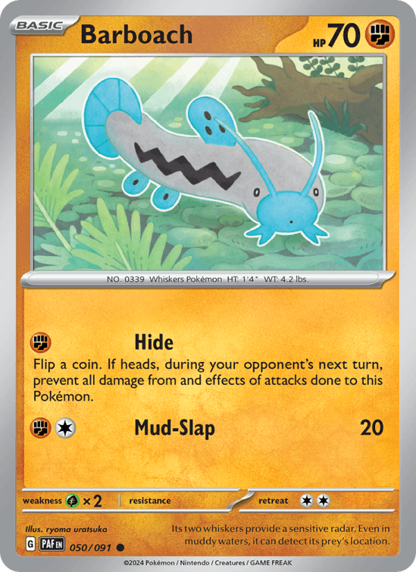 Barboach 050/091 Common Paldean Fates Pokemon Near Mint