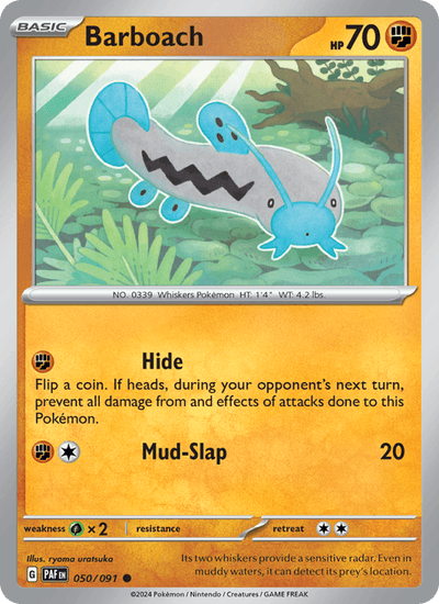 Barboach 050/091 Common Paldean Fates Pokemon Near Mint