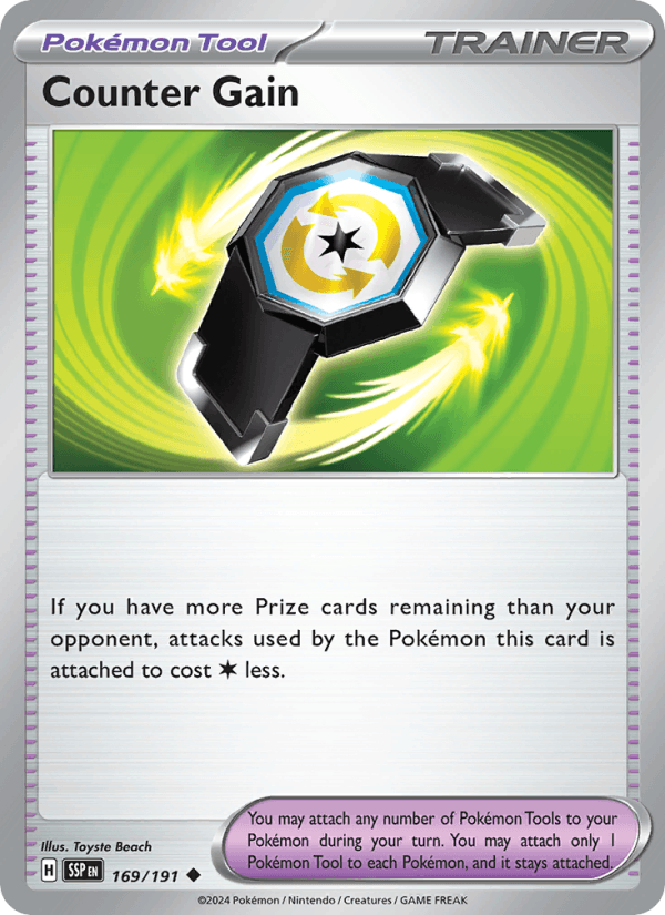 Counter Gain 169/191 Uncommon Surging Sparks Pokemon Reverse Holo Near Mint