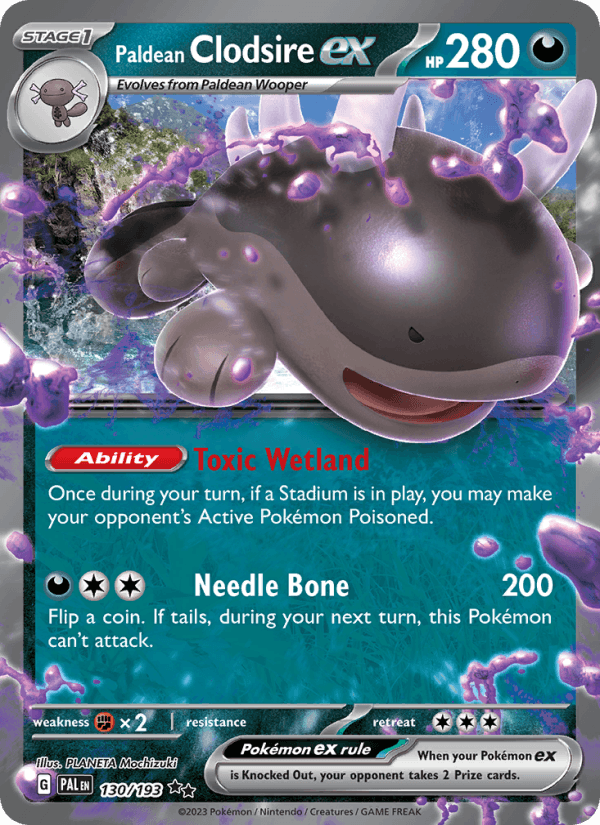 Paldean Clodsire ex 130/193 Double Rare Paldea Evolved Pokemon Near Mint