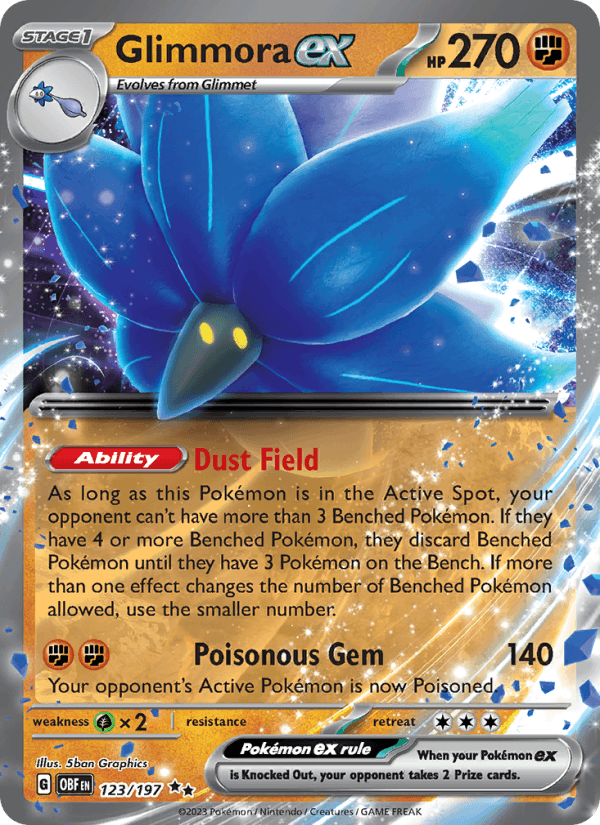 Glimmora ex 123/197 Double Rare Obsidian Flames Pokemon Near Mint