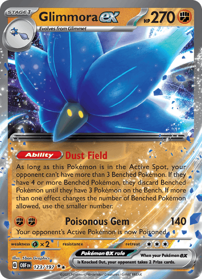 Glimmora ex 123/197 Double Rare Obsidian Flames Pokemon Near Mint