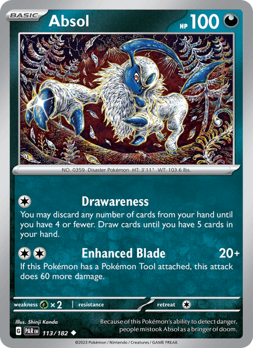 Absol 113/182 Uncommon Paradox Rift Pokemon Near Mint