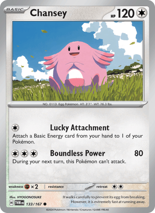 Chansey 133/167 Common Twilight Masquerade Pokemon Reverse Holo Near Mint