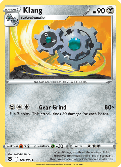 Klang 124/195 Uncommon Silver Tempest Pokemon Near Mint