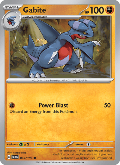 Gabite 095/182 Common Paradox Rift Pokemon Reverse Holo Near Mint
