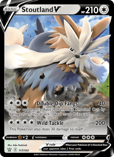 Stoutland V 117/163 Holo V Rare Battle Styles Pokemon Near Mint