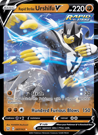 Rapid Strike Urshifu V 087/163 Holo V Rare Battle Styles Pokemon Near Mint