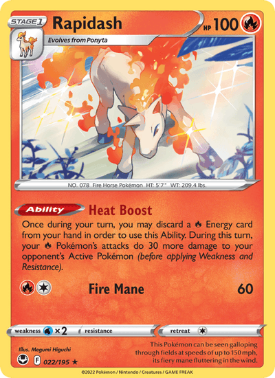 Rapidash 022/195 Holo Rare Silver Tempest Pokemon Near Mint