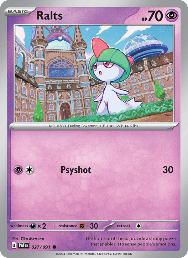 Ralts 027/091 Common Paldean Fates Pokemon Near Mint