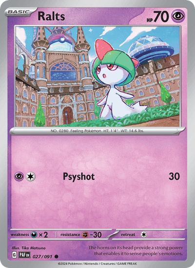Ralts 027/091 Common Paldean Fates Pokemon Near Mint