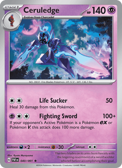 Ceruledge 040/091 Rare Paldean Fates Pokemon Holo Near Mint