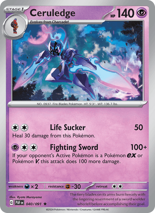 Ceruledge 040/091 Rare Paldean Fates Pokemon Holo Near Mint