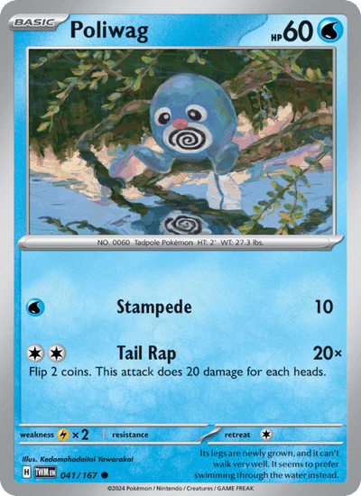 Poliwag 041/167 Common Twilight Masquerade Pokemon Reverse Holo Near Mint