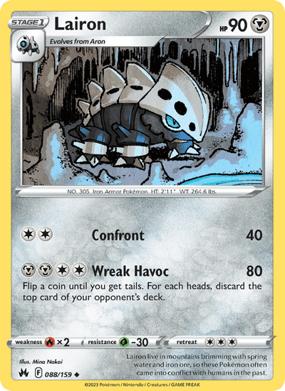 Lairon 088/159 Uncommon Crown Zenith Pokemon Near Mint