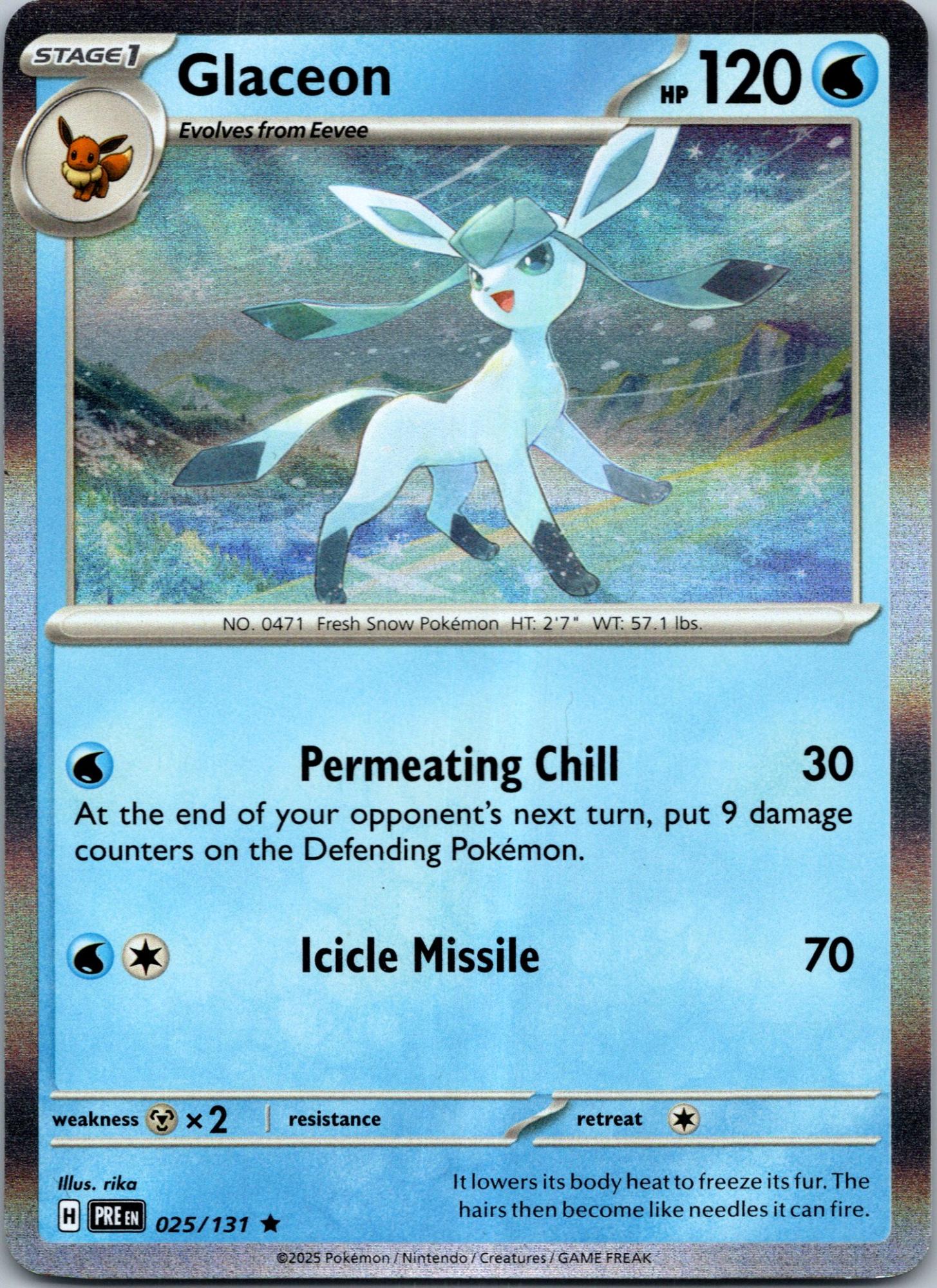 Glaceon 025/131 Holo Rare SV: Prismatic Evolutions Pokemon Near Mint